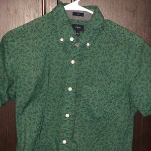 J Crew Green Short Sleeve Button Down Shirt
